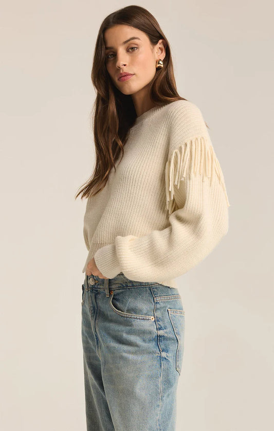 Z Supply Women's On The Fringe Sea Salt Sweater