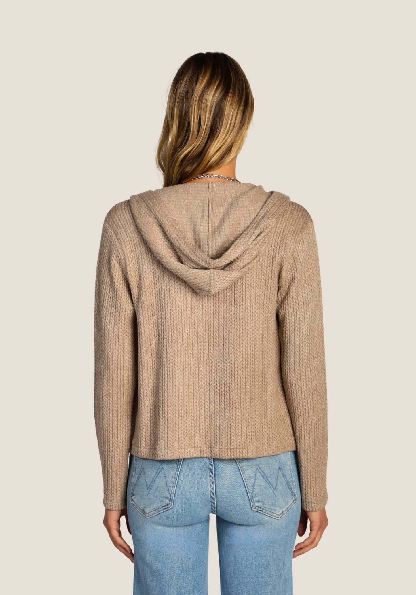 Dylan Zip Hoodie Jacket in Light Brown