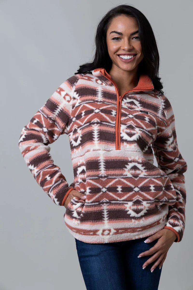 Kimes Ranch Roswell Polar Fleece Aztec Rust Red Sweatshirt