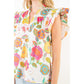 Ruffle Sleeve Floral Pattern Top