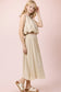 Pleated Bubble Blouse Top & Midi Skirt Set in Oatmeal