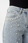 Bayeas High Rise Rhinestone Barrel Leg Jeans in Glacier