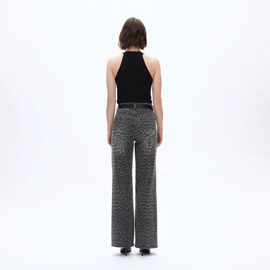Bayeas High Rise Leopard Print Wide Leg Pants