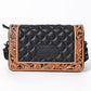 American Darling Black Quilted and Western Floral Tooled Leather Bag