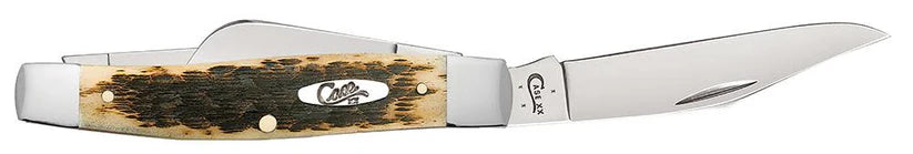 Case Peach Seed Jig Amber Bone Carbon Steel Large Stockman
