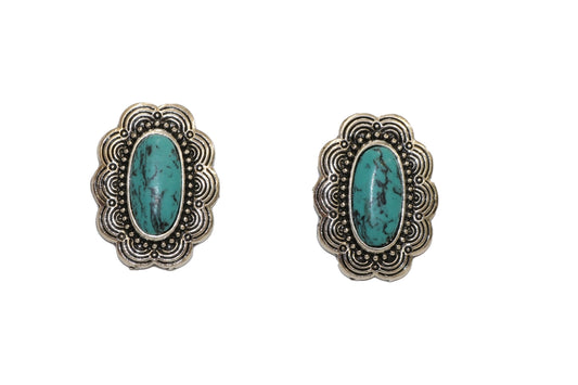 West & Co. 1.5" Turquoise Flower Post Earring