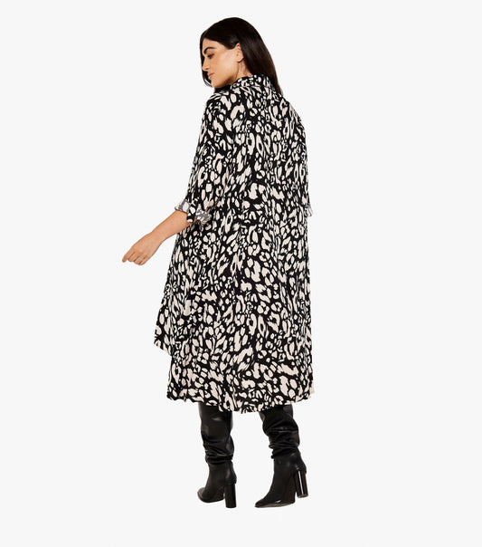 Apricot Cheetah Oversized Shirt Dress