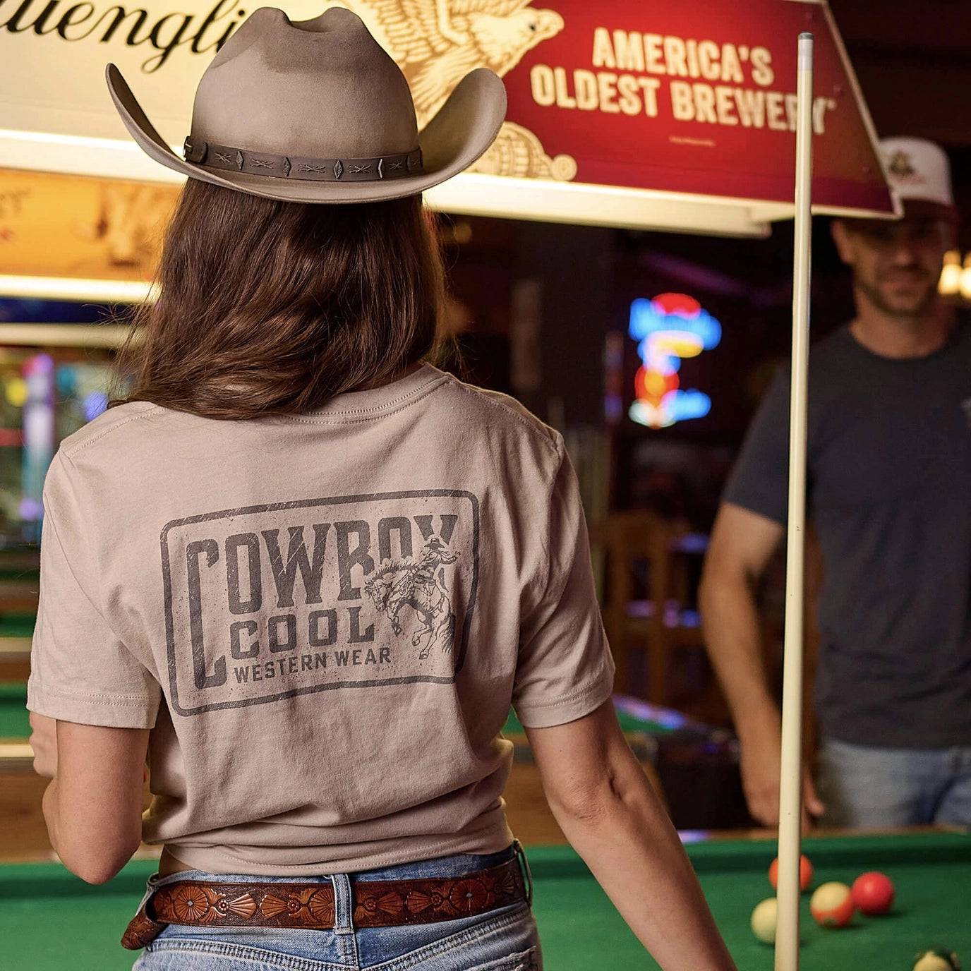 Cowboy Cool Roughrider Tee in Heather Tan