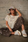 Western Print Cotton Cargo Pants in Chocolate