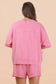 Mineral Washed Casual Knit Top & Shorts Set in Pink