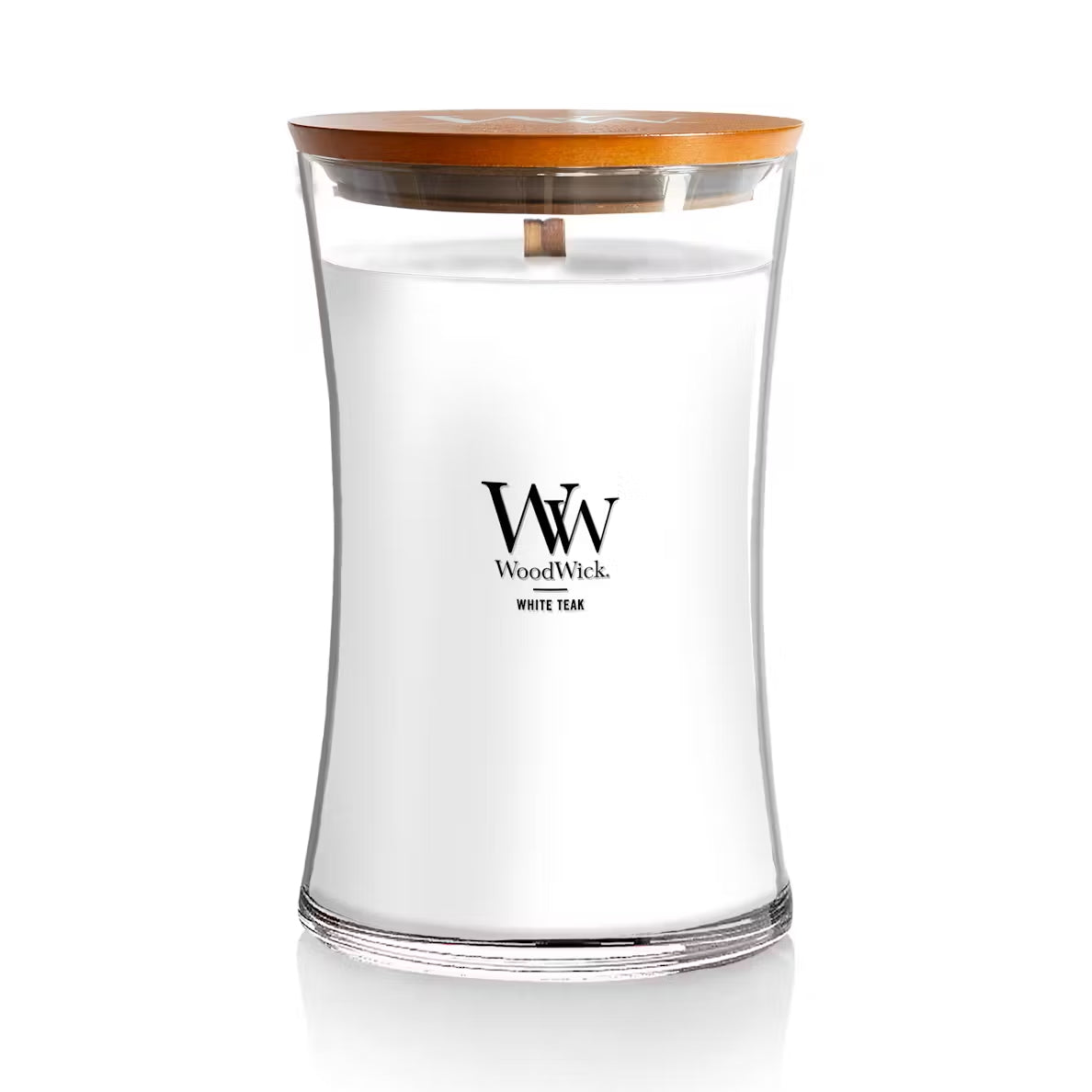 WoodWick White Teak Large Hourglass Candle