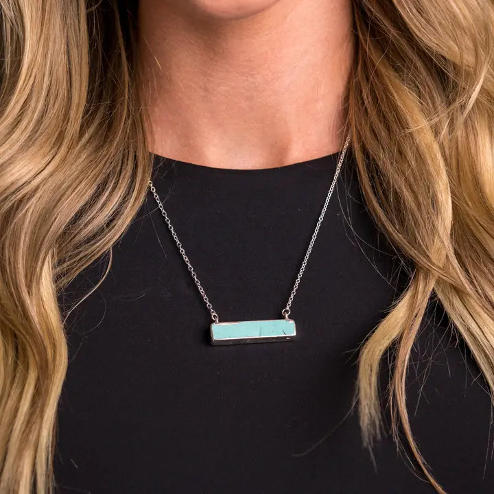 West & Co. Dainty Silver Necklace with Turquoise Bar