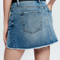 Bayeas A-Line Denim Mini Skirt with Frayed Hem