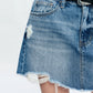 Bayeas A-Line Denim Mini Skirt with Frayed Hem
