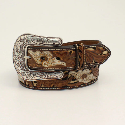 Nocona Women's Tooled Leopard Print Floral Western Belt