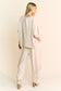 Beige Solid Flowy Top with Elastic Waist Band Pants Set