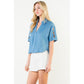 Short Sleeve Cutout Denim Top