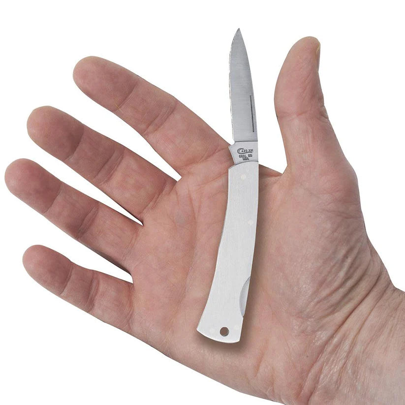 Case Brushed Stainless Steel Executive Lockback with Lanyard Hole