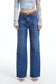 BAYEAS High Rise Wide Leg Denim Jeans in Deep Sea