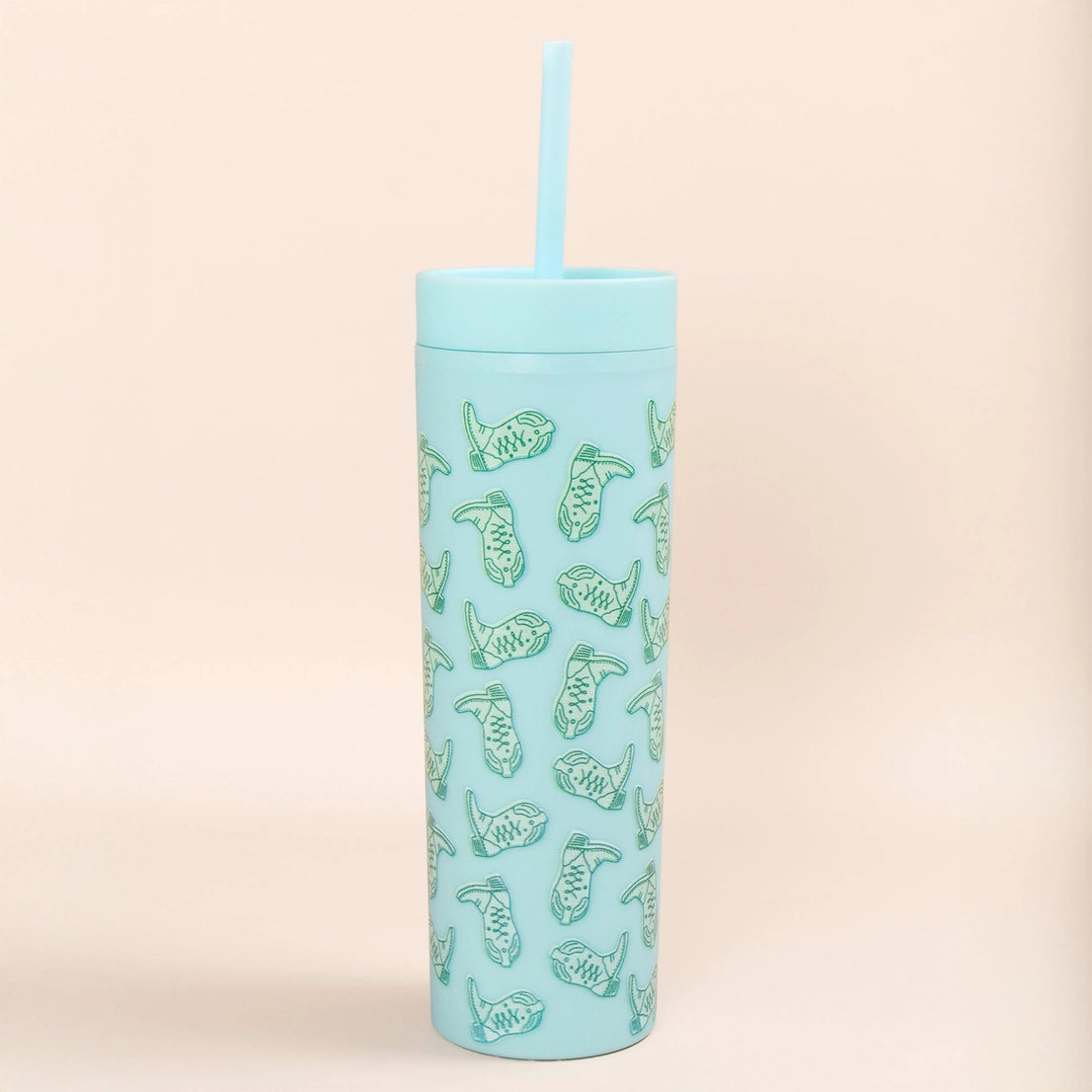 Sky Blue Cowgirl Boots Acrylic Tumbler