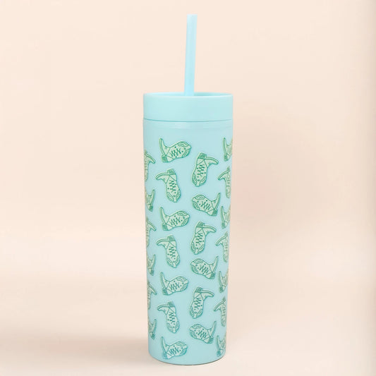 Sky Blue Cowgirl Boots Acrylic Tumbler