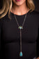 West & Co. 20" Turquoise Half Flower Chain Y Necklace with Turquoise Teardrop Tail