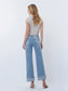 Lovervet Mid-Rise Medium Light Cuffed Slim Wide Leg Jeans