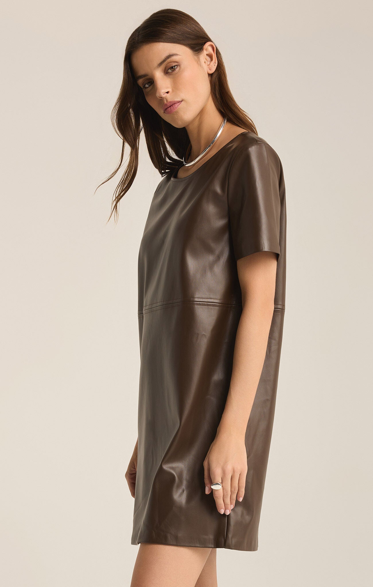 Z Supply Dark Chocolate London Faux Leather Dress