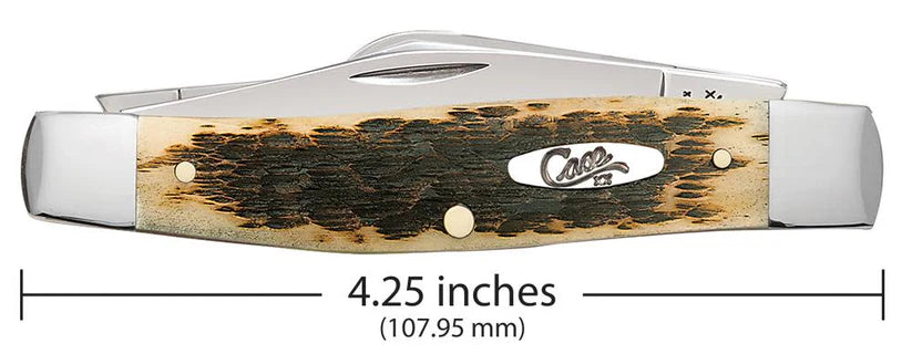 Case Peach Seed Jig Amber Bone Carbon Steel Large Stockman