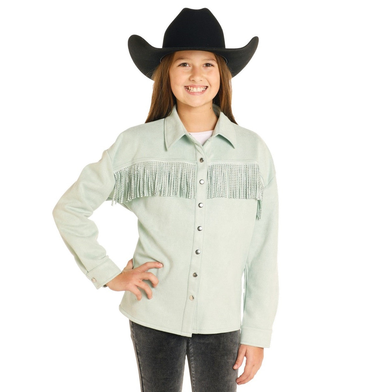 Rock & Roll Denim Girl's Denim Fringe Overshirt