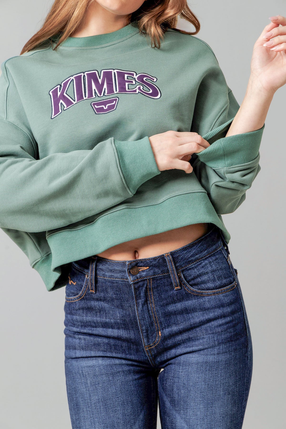 Kimes Ranch Womens Pine Colfax Crew Cropped Sweatshirt