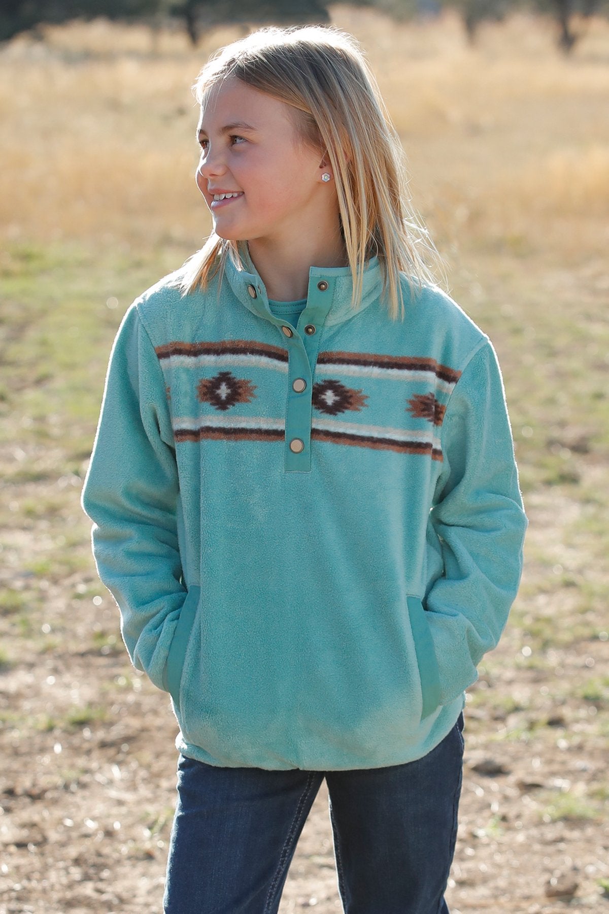 Cinch Girl's Turquoise Fleece Pullover