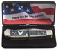 Case U.S. Veteran Gift Set Embellished Smooth Natural Bone with Blue and Red Color Wash Trapper