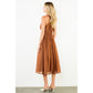 Sleeveless Crinkled Midi Dress in Brown