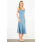 Tie Strap Blue & Polka Dot Midi Dress