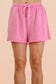 Mineral Washed Casual Knit Top & Shorts Set in Pink