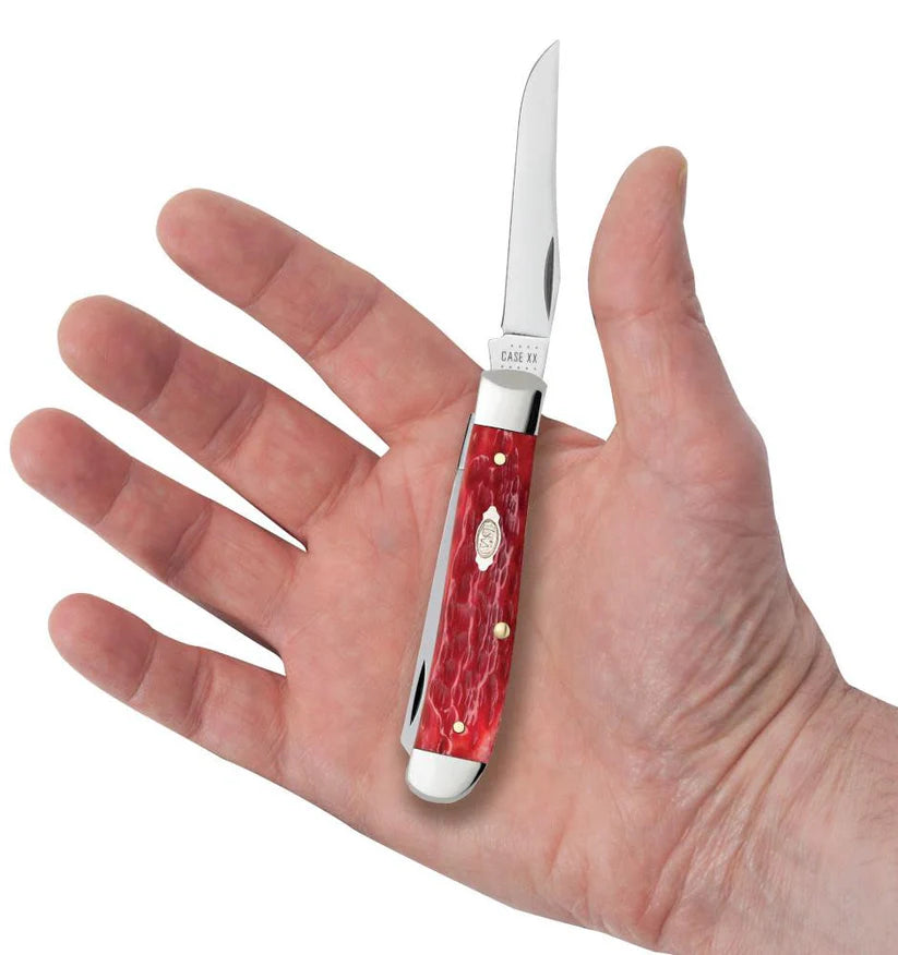 Case Peach Seed Jig Dark Red Bone Carbon Steel Mini Trapper