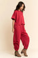 Davi & Dani Red Flowy Top & Pants Set