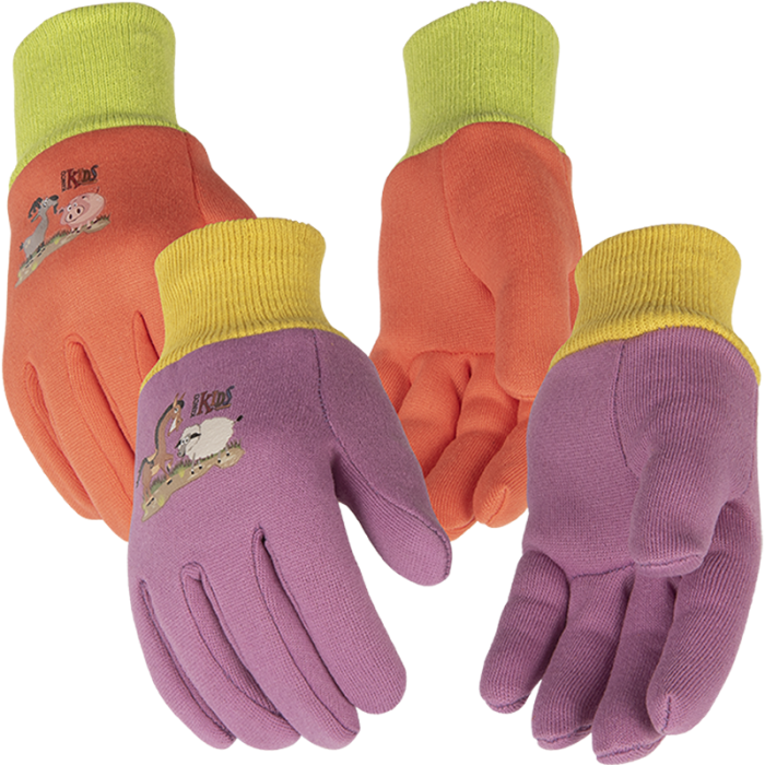 Kinco Kids' Farm Friends™ 8 oz Jersey Gloves Purple/Coral