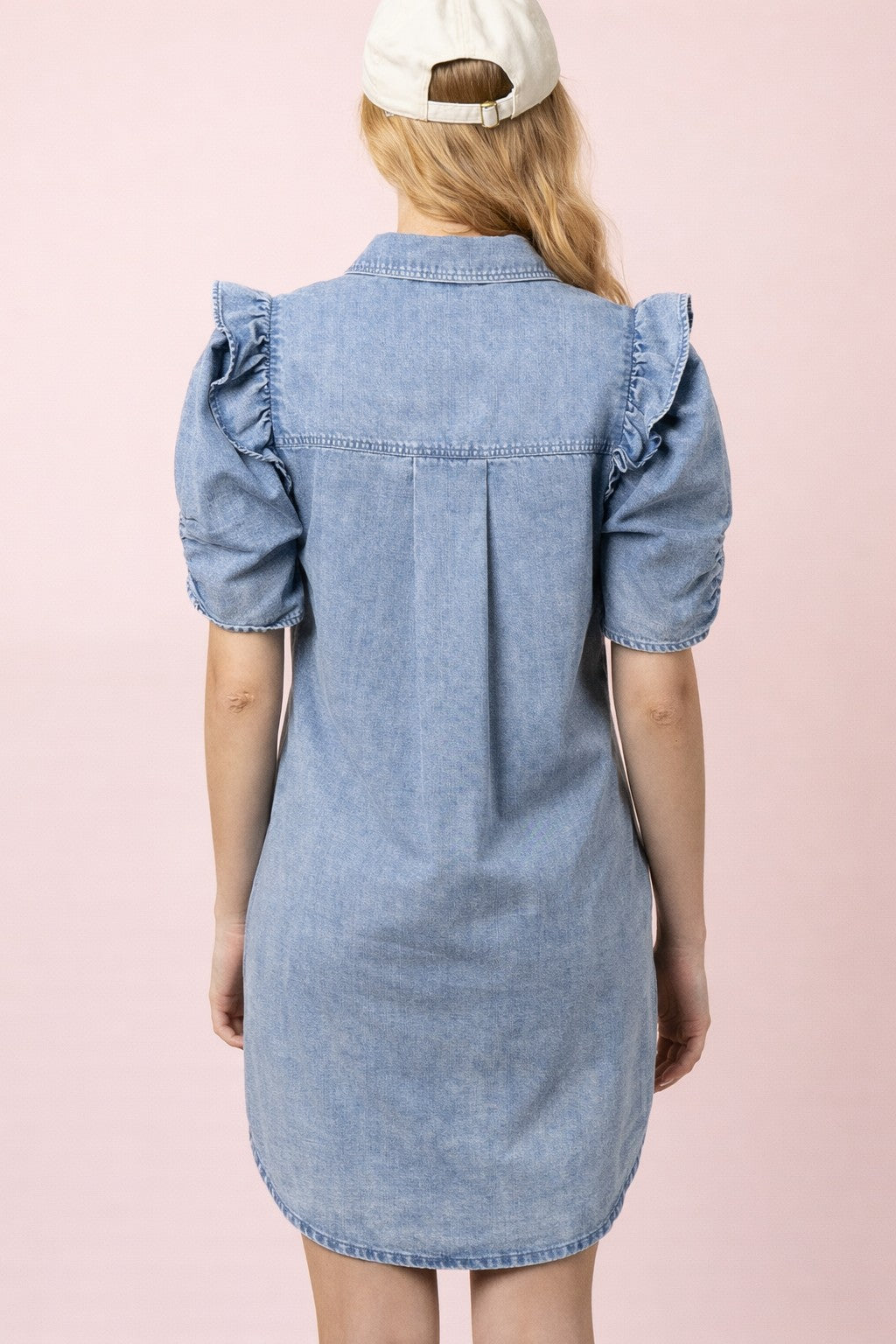 Mineral Washed Indigo Button-Down Mini Shirt Dress