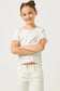 Girls Button Detail Ditsy Floral Knit T-Shirt