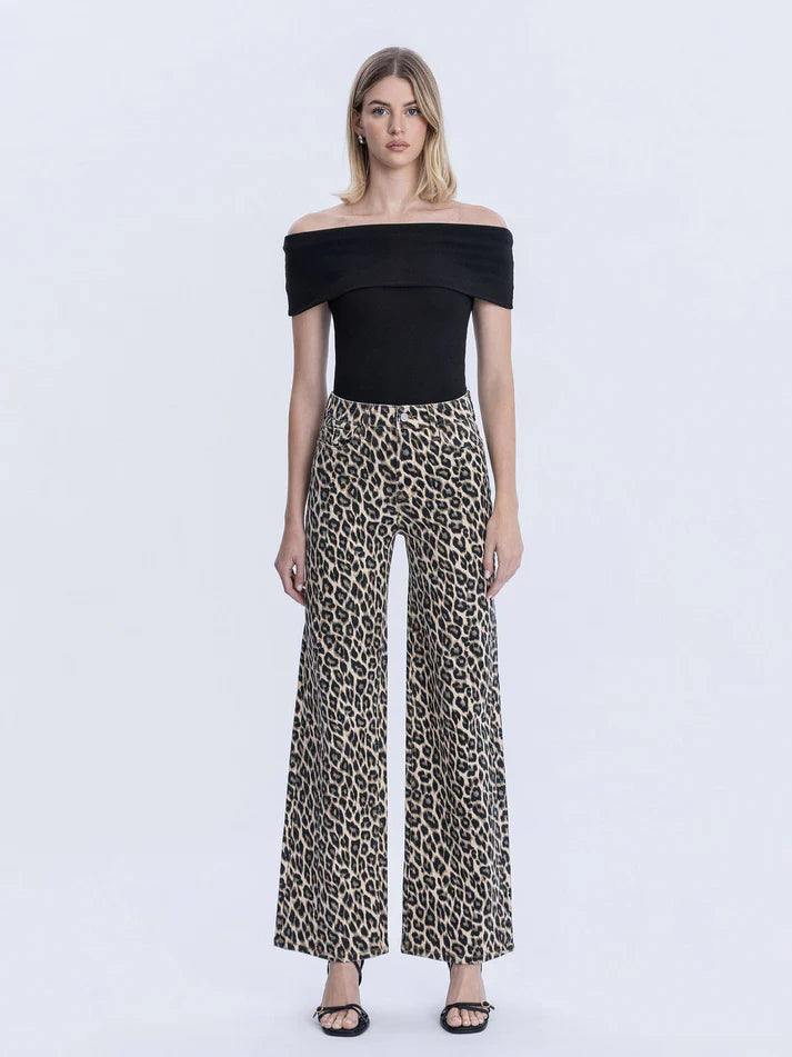 Vervet Super High Rise Wide Leg Jean in Leopard