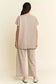 Davi & Dani Dark Beige Terry Mixed Top and Pants Set