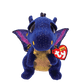 Blue plush dragon toy with sequin wings and a Ty Beanie Boos tag, on a transparent background
