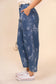 Blue B Western Print Barrel Leg Denim Jean