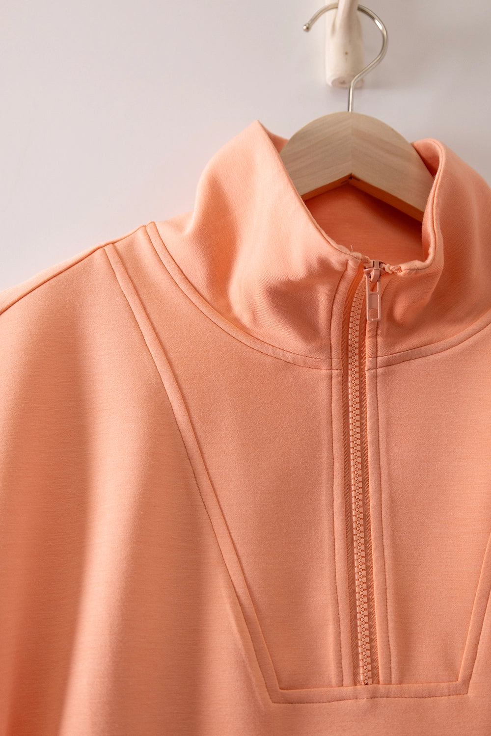 Scallop Half-Zip and Active Shorts Set in Melon