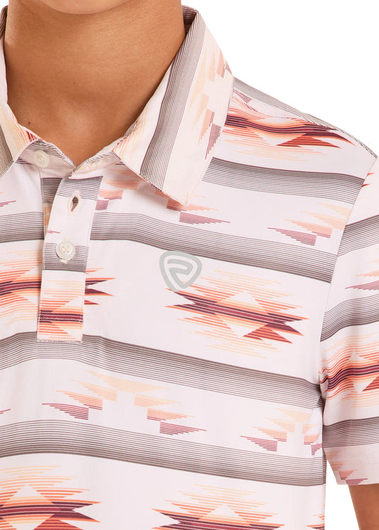Rock & Roll Boys' White Tribal Aztec Polo