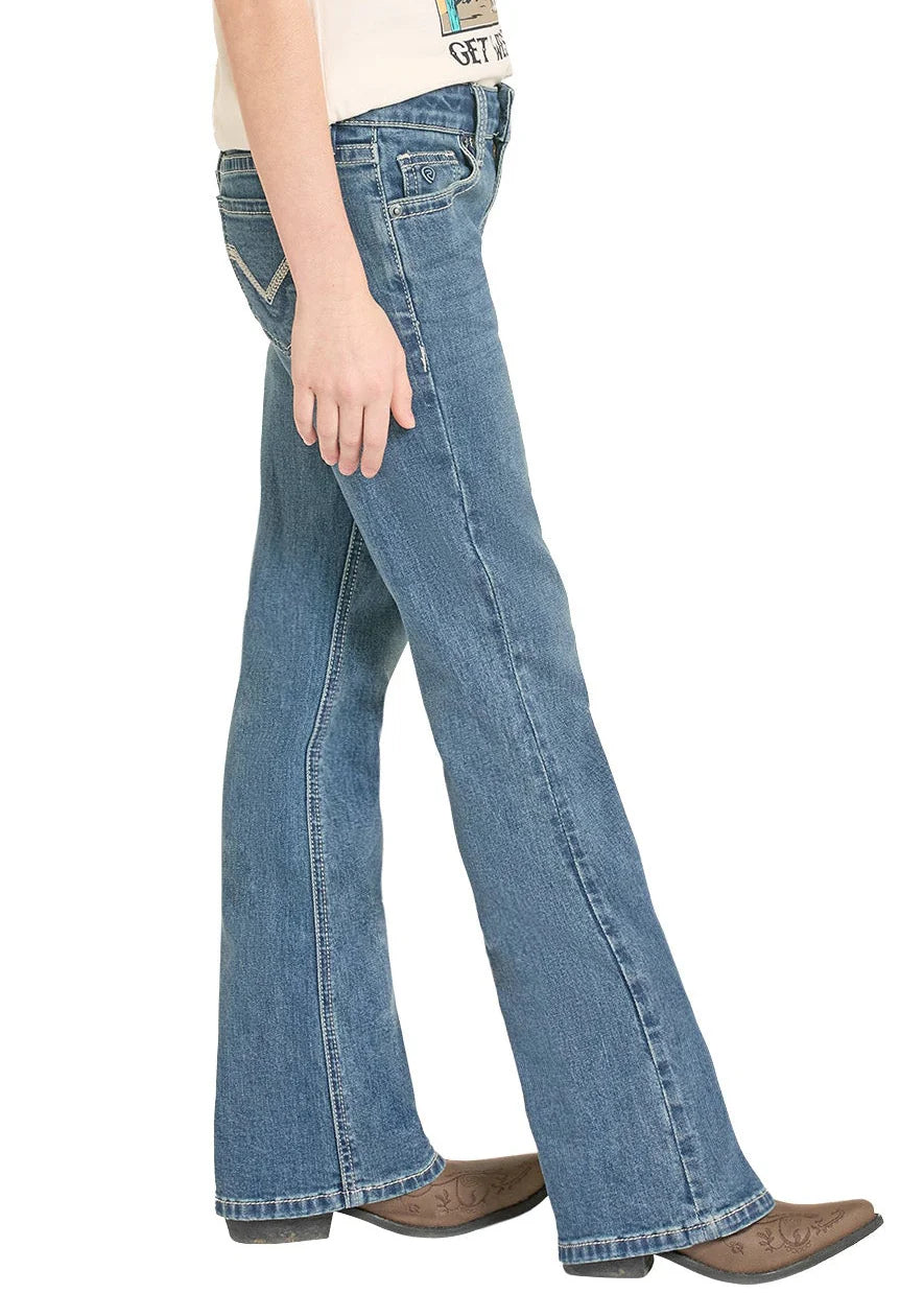 Rock & Roll Denim Girls' Classic Stitch Pocket Bootcut Jeans