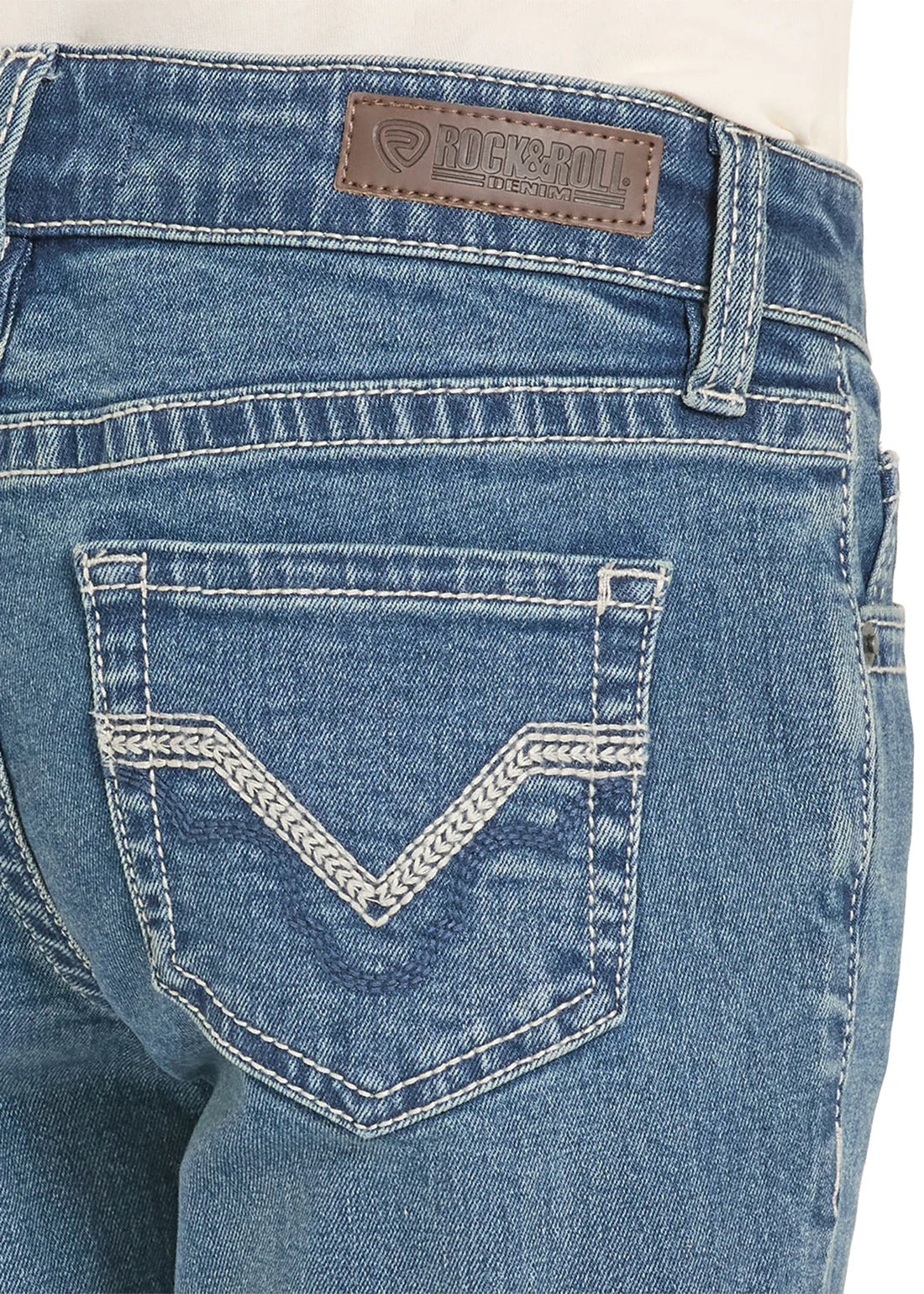 Rock & Roll Denim Girls' Classic Stitch Pocket Bootcut Jeans