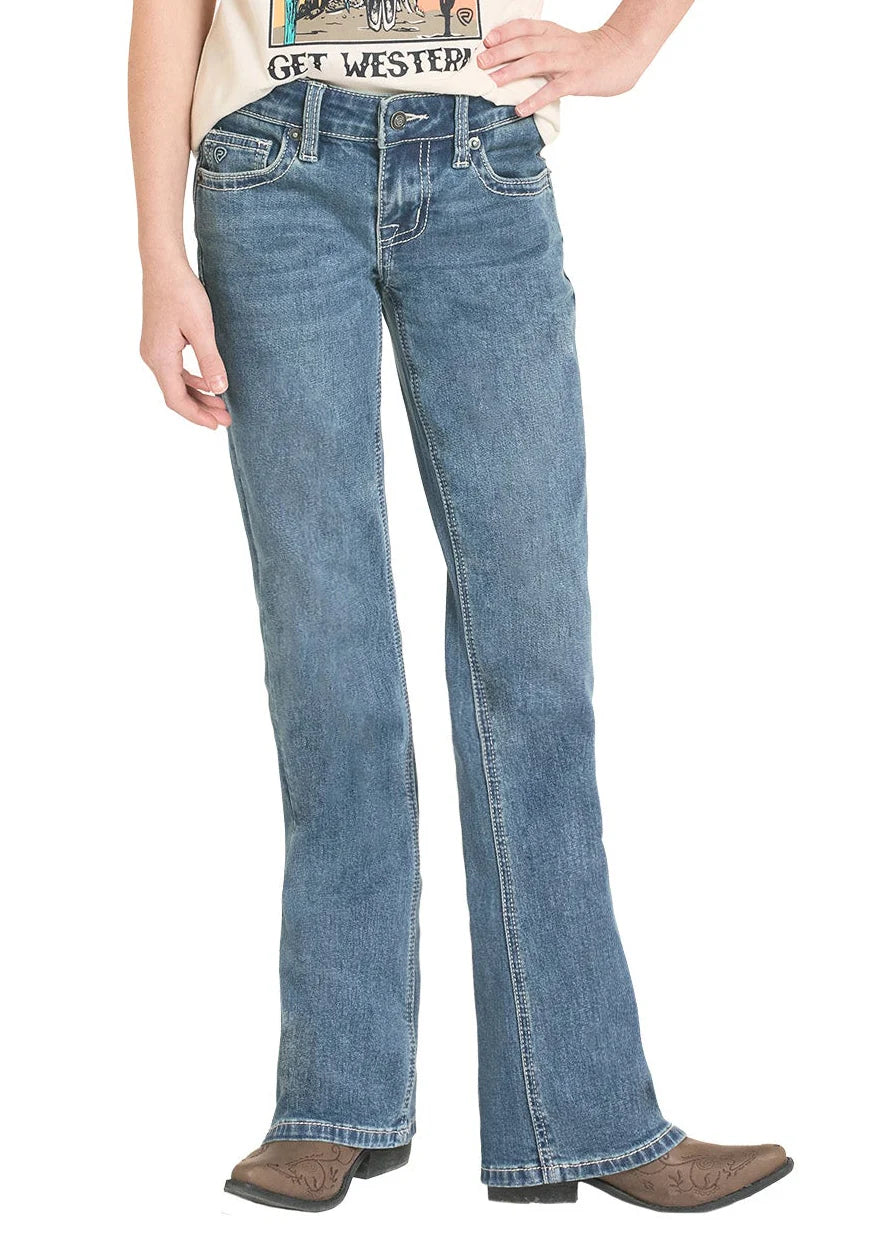 Rock & Roll Denim Girls' Classic Stitch Pocket Bootcut Jeans